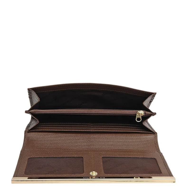 Da Milano Walnut Franzy Leather Ladies Wallet - Walnut for Women | Best Price UAE